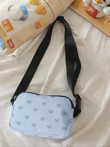 Bow Pattern Large Capacity Travel Organizer Bag, Portable Zipper Closure Crossbody Wallet, Casual Fashion Shoulder Bag for All Seasons, Casual Zipper Purse, Fashionable Shoulder Bag