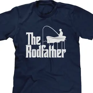 Fishing Parody (The Rodfather) Mens Short Sleeve -Fathers Day Daddy friend Fishing Boat Relaxing Drinks Lake Ocean Funny Humor -DT-00837