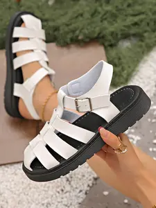 Women's Fashion Flat Gladiator Sandals, Casual Cross Buckle Design, Lightweight Tie-On Summer Shoes, Breathable Comfort, Daily Wear