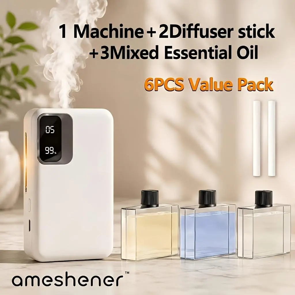 AMESHENER 1800mAh Household Humidifier Aroma Diffuser - 7-Level Control, Fine Misting, Digital USB Charging, Odor Removal, Ideal for Bedroom, Bathroom