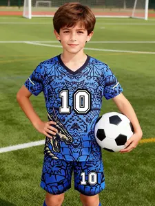 All-season children's soccer jersey and pants set, with the name PULISIC and the number 10. Suitable for sports, leisure, outdoor activities, and sporty styling. Made of breathable material, it is the first choice for outdoor activities.