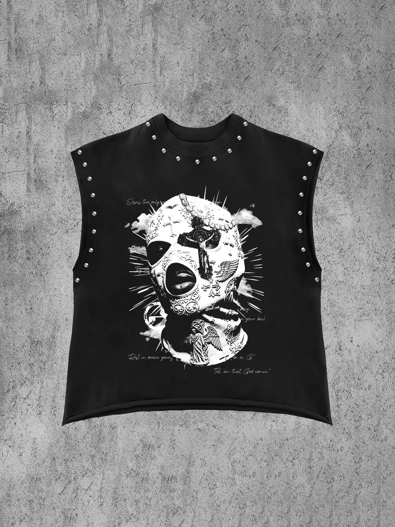 Men's Casual Graphic Sleeveless Vest, Dark Art Print, Regular Fit, Versatile Fashion, Perfect for Students and Trendy Guys, All Seasons