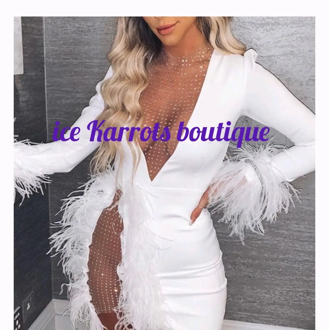 White fur bodycon dress