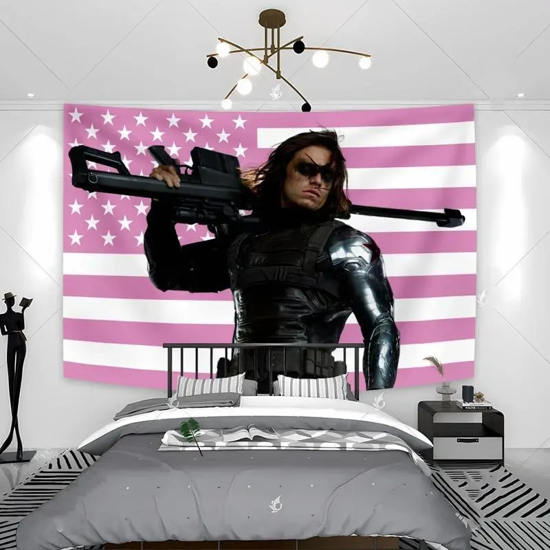 Bucky Barnes Flag Polyester Wall Tapestry - Home Decor Banner, Ideal Gift for Dormitories & Living Rooms Decoration (Home Supplies Wall Tapestries)