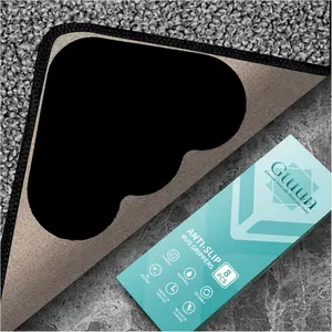 Rug Carpet Non Slip Grippers, Dual Sided Adhesive Rug Pad Gripper Keep Corners Flat, Reusable and Washable Carpet Tape Pads, Rug Tape for Hardwood Floors and Tiles, 8 PCS