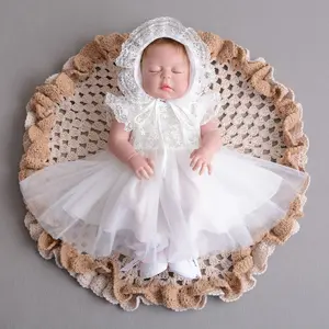 Flower Lace Embroidery Elegant Princess Dress For Girl Perfect For Party Wedding And Birthday Gathering Christening Gown Outfit