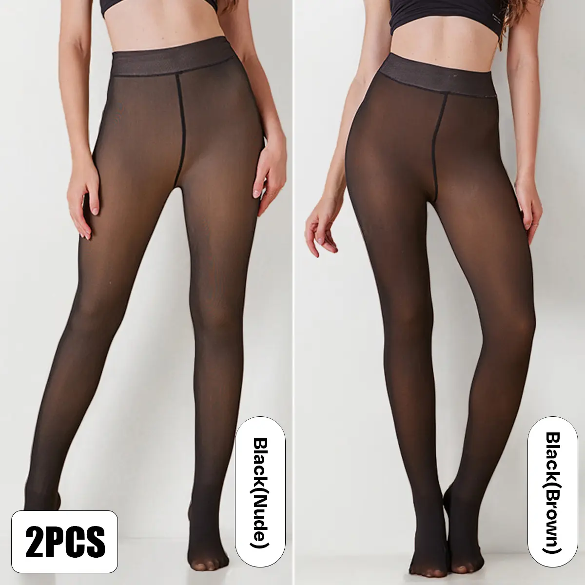 2PCS:Black(Nude)&Black(Brown)