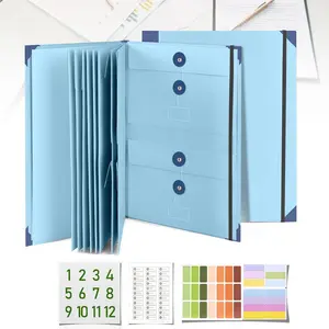 Accordion File Organizer - Expanding File with Labeled Pockets, A4 Size Fit Manila Document Folder for Passports, Birth Certificates & Important Papers, Office Storage