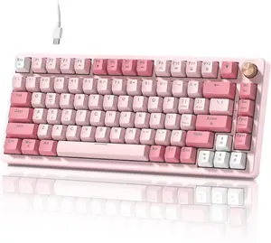 WOMIER VK75 Wired Gaming Keyboard 75% Creamy Mechanical with Multimedia Control Knob