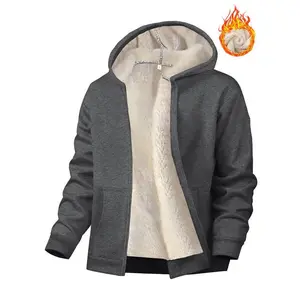 Women's Thick Fleece Hooded Zipper Cardigan, Plain Casual Fashion, Fall & Winter Wear, Warm and Cozy Pullover Sweater