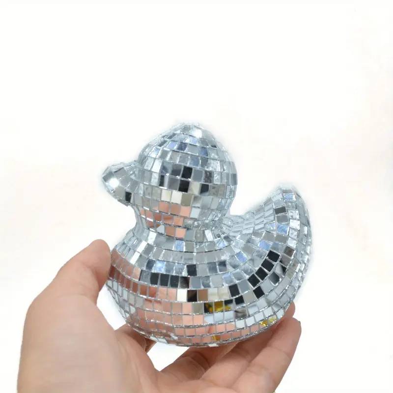 Glass Disco Duck Mirror Decoration, Creative Home Decorative Figurine, Home Ornaments, Decorative Piece, Perfect Party & Holiday Gift, Ideal Halloween Celebration Item, Decorative Figures