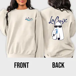 90s Vintage Boo La Croix Can Sweatshirt , Unisex Funny Soft Drink Can Label Crew Sweatshirt Crewneck T-Shirt - Soft Comfy Cotton Fabric Tee - Classic, Menswear