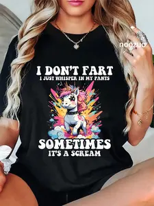 100% Cotton Unisex I Don't Fart I Whisper In My Pants - Funny Unicorn T-Shirt