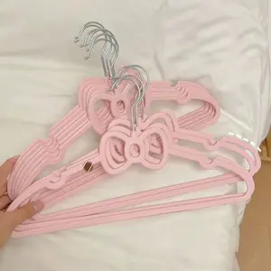 10pcs Bow Plastic Clothes Hangers, Creative Student Dormitory Drying Rack, Cute Non-Slip Clothing Stand, Home Bedroom Essentials