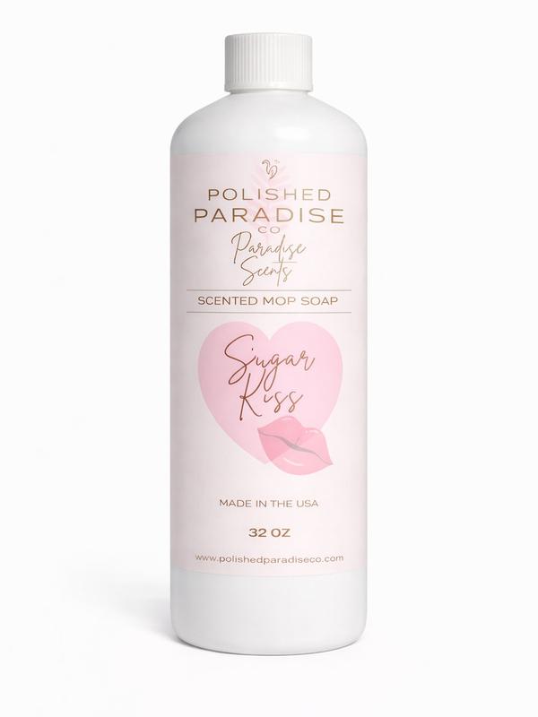 Polished Paradise Co. Pink Sugar Kiss Scented Mop Soap 32 Oz Made in USA Premium Valentine's Day Holiday Floor Cleaner for Multiple Floor Types Multipurpose