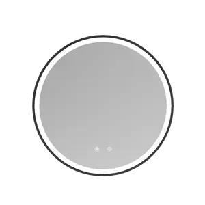 Cooper - 24" Diameter Black LED Lighting Circular Framed Wall Mirror