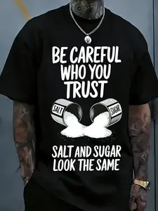 TikTok Viral "Be Careful Who You Trust" Graphic Tee Men Oversized Streetwear Humorous Sarcasm Cool Printed Short Sleeve Top Unisex Casual Fashion Street Style Apparel | Trending Summer Casual Tee for Daily & Streetwear