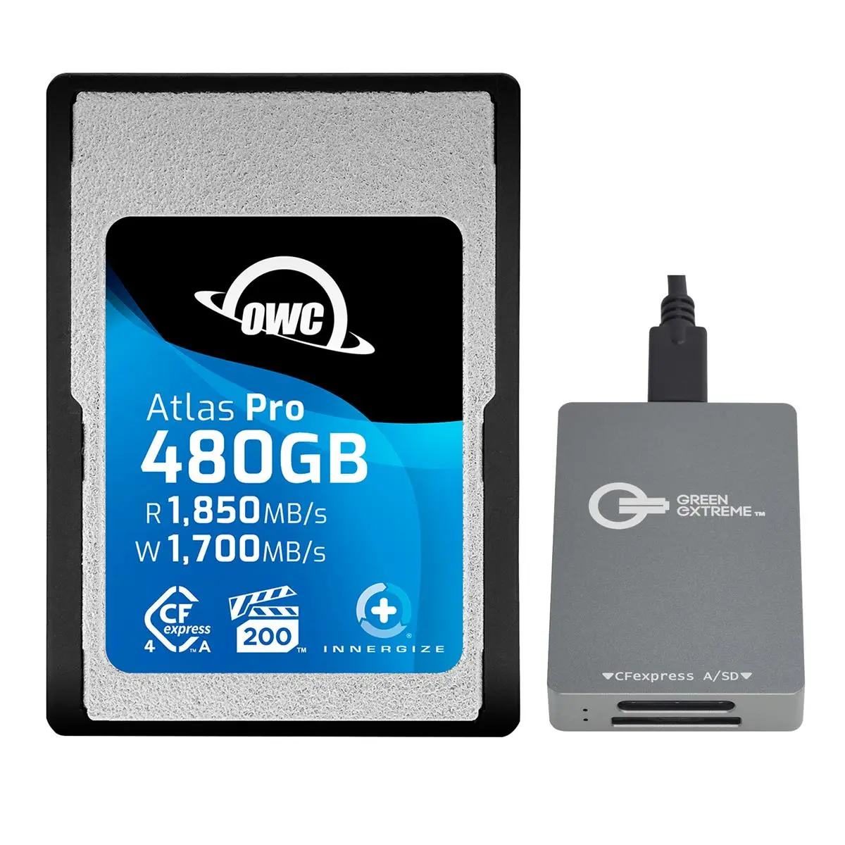 OWC Atlas Pro CFexpress Type A 4.0 Memory Card with OWC / Other World Computing Atlas Pro CFexpress Type A 4.0 Memory Card with USB-C 3.2 Gen 2 CFexpress Type-A and SD UHS-II Memory Card Reader