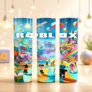 Roblox Bloxy Cola Tumbler 20oz Stainless Steel Insulated Skinny Tumbler Cup, TikTok Viral Aesthetic Roblox Gamer Drink Cup, Hot & Cold Drinks Travel Mug, Trendy Unboxing Desk Setup Bottle, Perfect Gift for Roblox Fans & Gaming Lovers