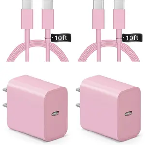 For iPhone 17 Charger - 2 Pack 20W USB C Quick Wall Charger Block With 10Ft Type C to C Cable Compatible with iPhone 17/ 16/16 Pro/16 Pro Max/iPhone 15, iPad Pro, Air 5/4, iPad 10/Mini 6