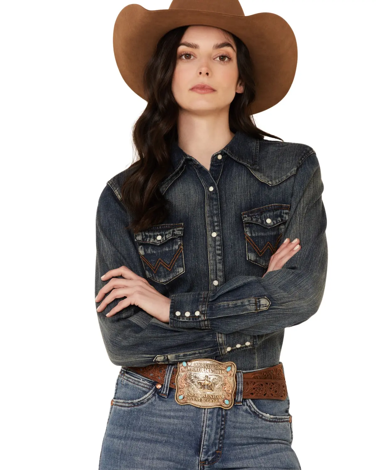 Wrangler Women's Women'S Long Sleeve Vintage Denim Shirt - Lw3039d