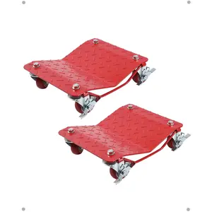 GARVEE Car Dolly Set of 2, 3000LBS Capacity Wheel Dolly, Car Tire Wheels Cart Moving Cars, Vehicle with 360° Rotational Wheel, Red