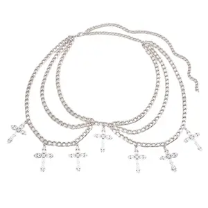 Modern Waist Belts for Jeans Dress Belt Body Jewelry with Hollowed Cross