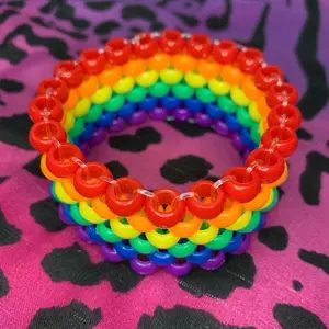 LUVSCENE - Rainbow Layered Kandi Cuff Bracelet handmade - rave - scene - plur