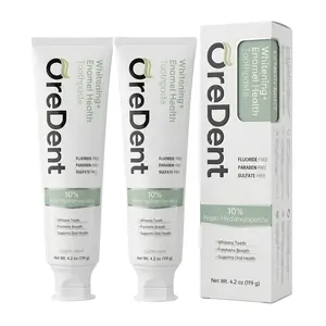 OreDent Fluoride Free 10% Nano Hydroxyapatite Whitening + Enamel Health Toothpaste, Remineralizing, Sensitivity Relief, Xylitol, SLS Free, Lemon Mint Flavor for Adults & Kids, 4.2 oz (Pack of 2)