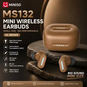 MINISO MS132 True Wireless Earbuds Noise Cancelling Earbuds with  Bass Sound, Bluetooth 6.0 Earphones, In Ear Earbuds, Clear Calls, IP54 Dust & Water resistant, Gaming Bluetooth Headphones，Mini Invisible In Ear Earbuds