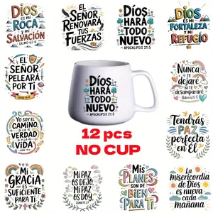 Spanish Bible Quotes UV DTF Transfer Paper Set, Decal Sticker, Waterproof & Scratch Resistant, Ideal for Mugs, Cups, Phone Cases, Gifts
