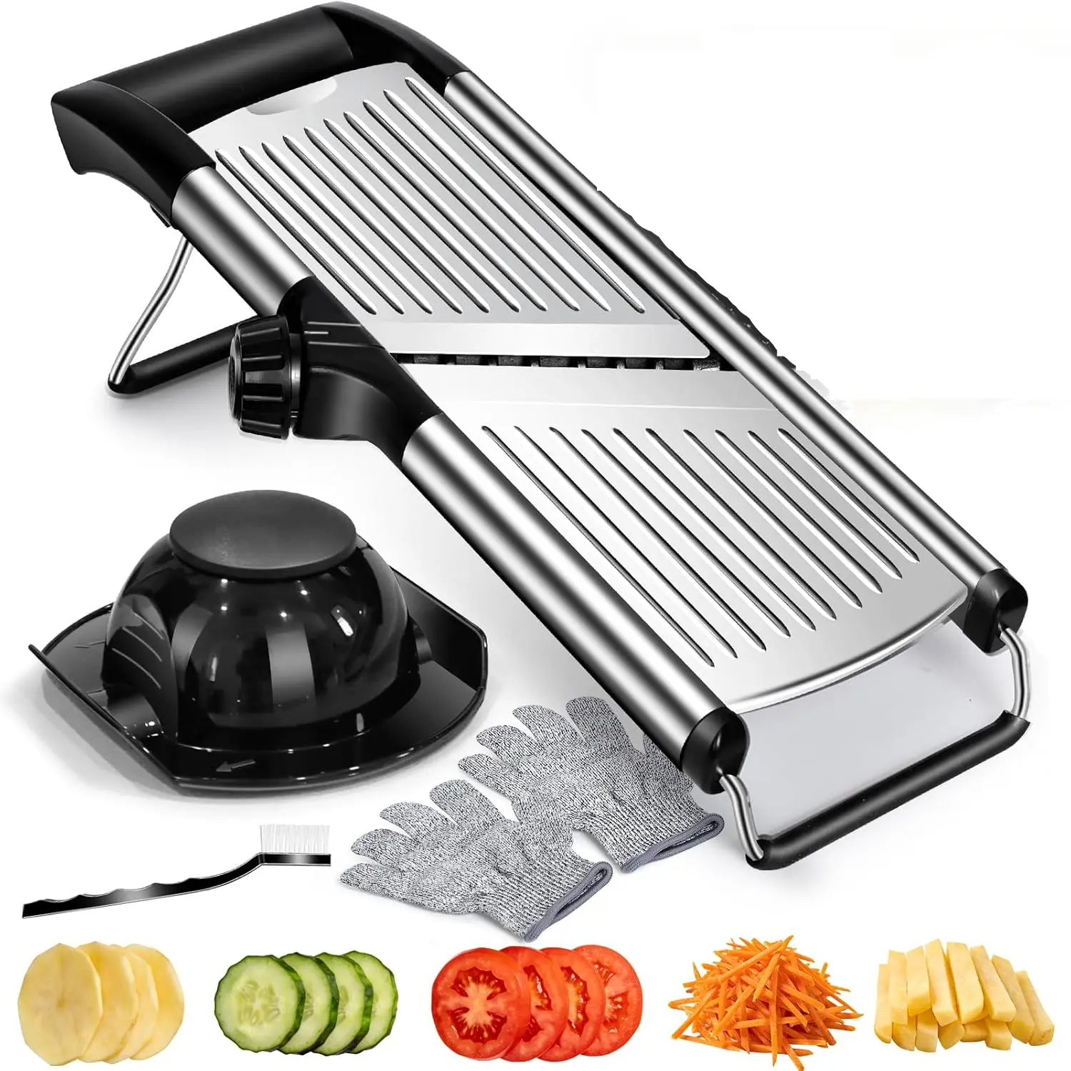 Mandoline Food Slicer,Vegetable Slicer Fruit Cutter,Stainless Steel Kitchen Mandolin,Julienne Slicers for Kitchen Onion Potato, Tomato, Carrot, Vegetable, and Fruit
