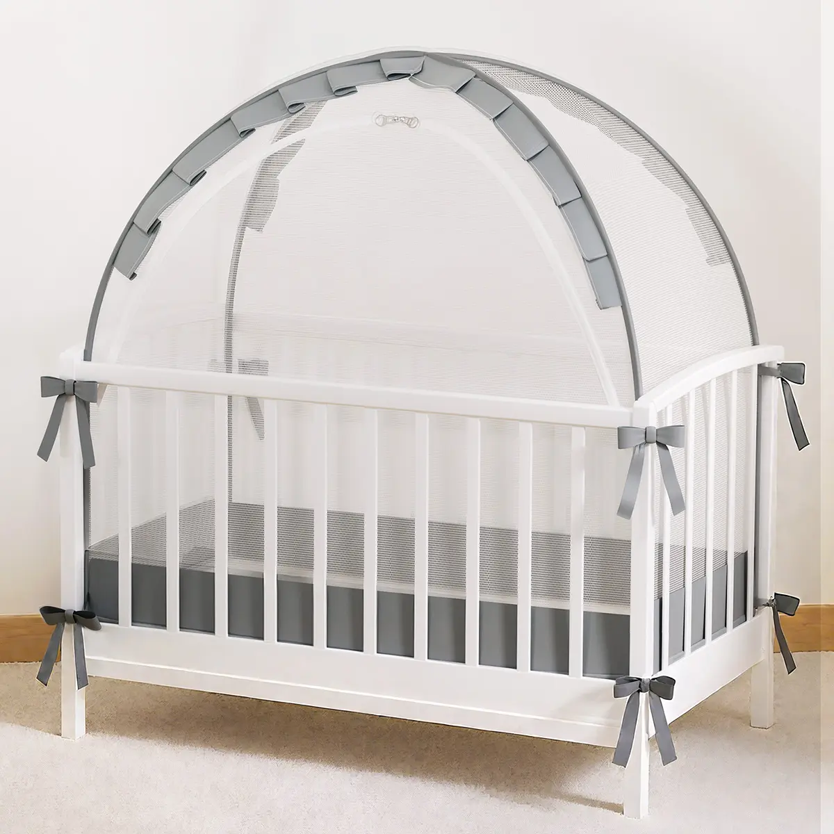 COMOMY Portable Crib Tent for Baby, Crib Mosquito Netting, Crib Tent for Baby, Baby Crib Cover, Pop up Crib Canopy with Auto-Lock Zipper, Large Opening and Space, Portable, Grey, dealsforyou, summerwins, restock, dealsforyoudays, DFYD