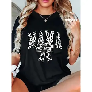 Unisex Mama Cow Print Coquette Bow Mother's Day Western Mom Women T-Shirt