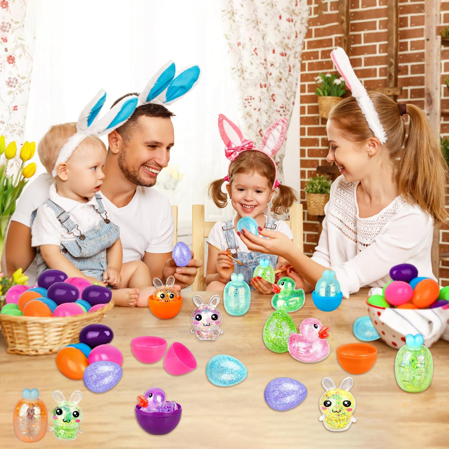 12 Pack Easter Basket Stuffers with Light Up Squishy Toys Inside Prefilled Easter Egg Fillers Sensory Fidget Toys & Easter Gifts for Kids (Ages 3+)