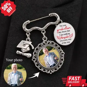 Graduation Walking Beside You Every Step, Custom Graduation Label Pin Photo Text Charm, Memorial Graduation Gift For Him/Her,2026 Graduation