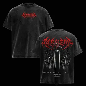 Guts Gym Pump Cover T-Shirt – Berserk Vintage Washed Inspired Tee, Dark Fantasy Sword Anime Graphic Shirt, Oversized Anime Streetwear Apparel, Soft Cotton Casual Unisex Top, Gift for Berserk Fans