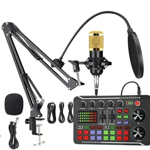 Podcast Equipment Bundle with Soundcard and Voice Changer, Audio Interface for Live Streaming and Vlogging, Perfect Recording Studio Package, Sound Card Set