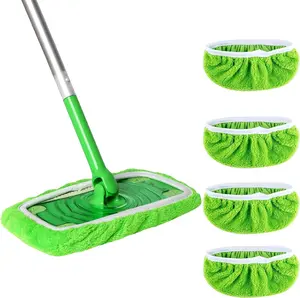 4 count  Microfiber Mop Pads Compatible with Swiffer Sweeper, Washable Wet Mop Pad, Refill Pad for Wet Dual Purpose Mop for 10-12 Inch Cleaning Mops