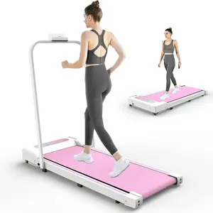 Under Desk Treadmill Walking Pad 2-in-1 Portable Treadmill with Handle 2.5HP Quiet Motor 0.5-5 MPH 265 lbs Capacity Remote Control & LED Display for Home Office Pink