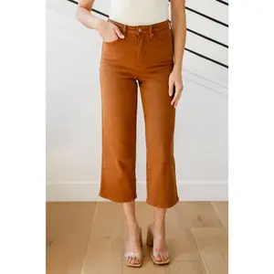 Briar High Rise Control Top Wide Leg Crop Jeans in Camel
