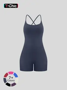 Cross-Border Backless Yoga, Fitness Dance Bodysuit, Butt Lifting, Ruched Micro Flare, Seamless Design, Stretchable Activewear, Ruched Sports Jumpsuit, Stylish Activewear, Workout Apparel, Ideal for Workout & Dance
