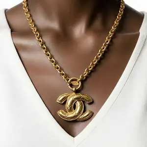 Pre-owned CHANEL Mejtalasse 24 Kt Gold Plated 22 Inch Pendant Necklace