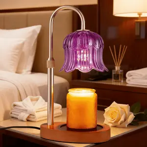 Purple Flower Candle Warmer Lamp with Timer - Electric Flameless Wax Melter, Valentines Gift for Her, Christmas Birthday Gift for Women, Romantic Home Decor for Bedroom