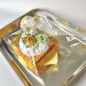 【Buy 3 get 1 free】Double layered thick toast with heart-shaped eggs and cheese Food-Grade Silicone Slow-Rising Rebound Squishy Fidget Toys for Stress Relief - Soft Squeeze Toys with Thick Creamy Slime Texture, Handmade Non-Toxic Sensory Toys