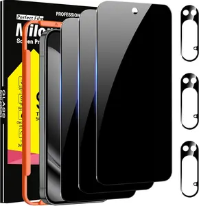 3 Pack  Screen Protector for  Pixel 10 Pro XL Tempered Glass with 3 Pack Camera Lens Protector, Ultra 9H Accessories [Support Fingerprint Unlock] Case Friendly, Black
