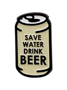 Save Water Drink Beer Funny Pin Badge, Durable Metal Pins, Lapel Pins, Alloy Brooch Pin, Zinc Alloy Material, Unique Emblem, Suitable for Sweaters Skirts and Backpacks, All Seasons