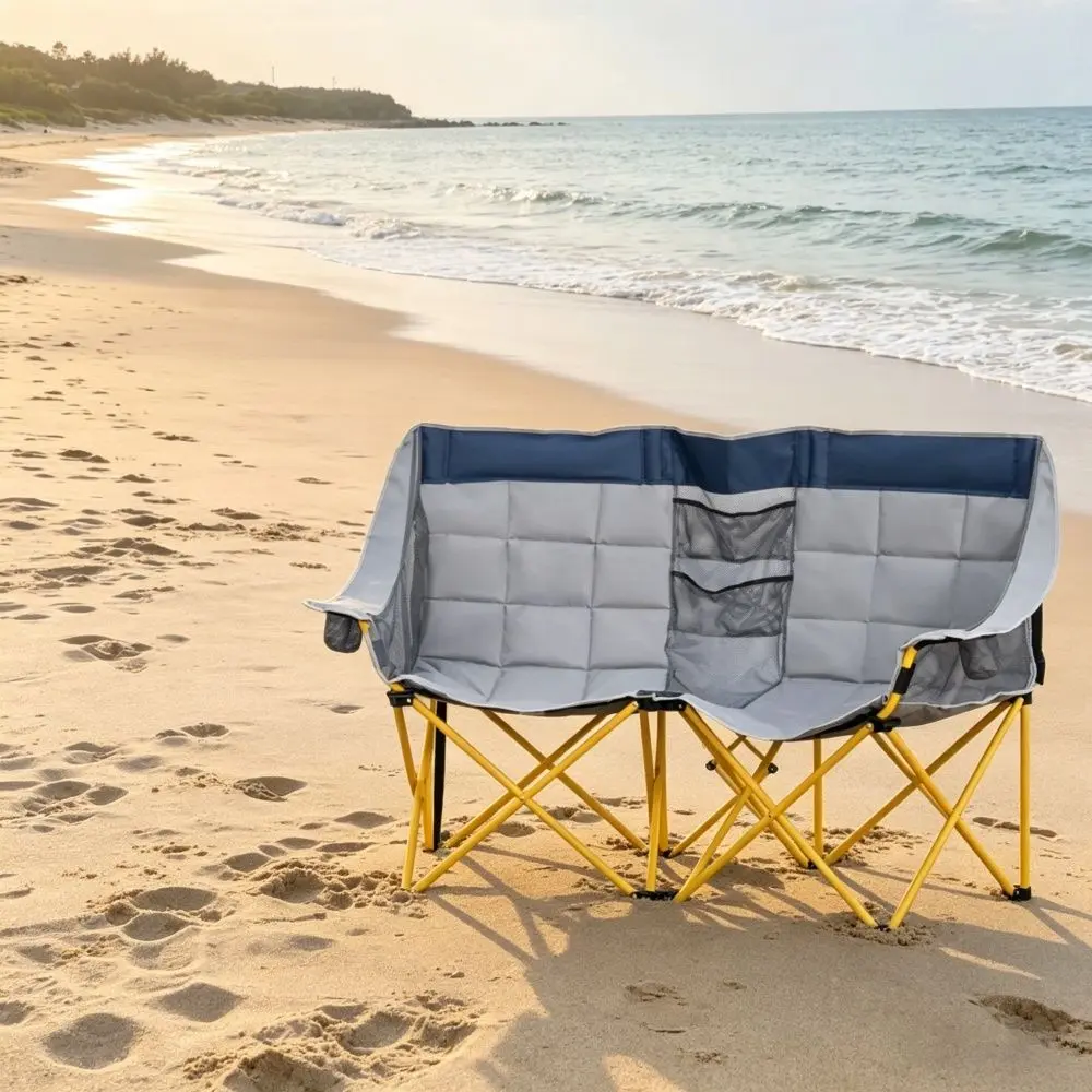 Double Folding Camping Chair, Portable Outdoor Furniture for Sports & Hiking