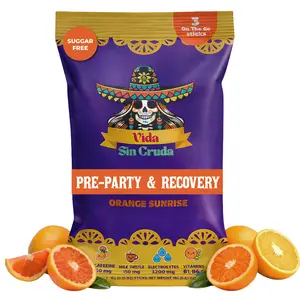 Orange Flavored Pre-party Power Hydration 3 On-The-Go Sticks with 150mg Milk Thistle, 3200mg Electrolytes, & 50mg Caffiene
