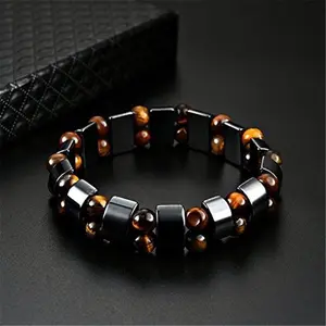 1pc Double Hematite Tiger Eye Bracelet, Men's and Women's Bracelets
